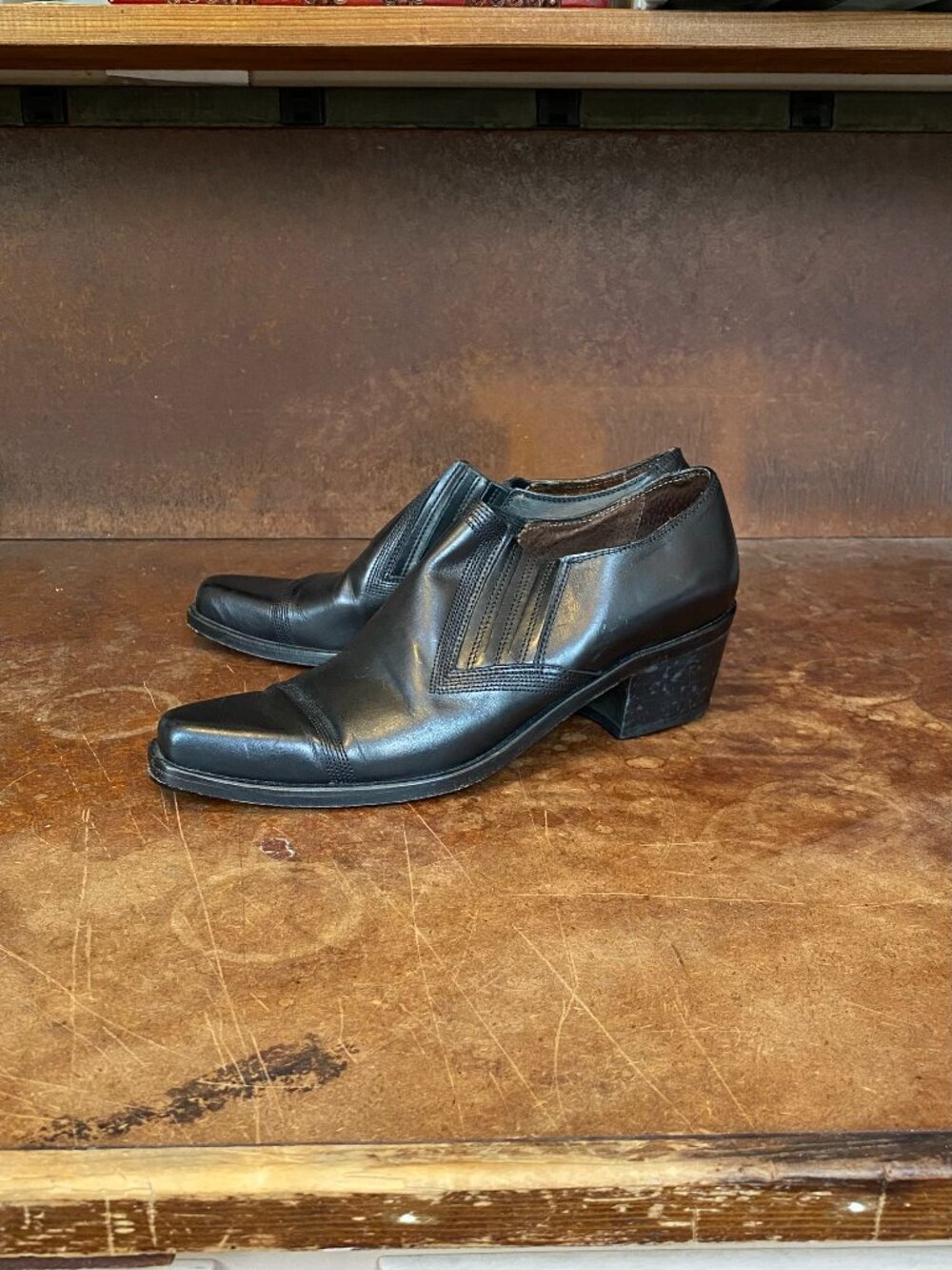 80s Guess Georges Marciano Embossed Leather Black Ankle Boots Booties Size 7 VTG